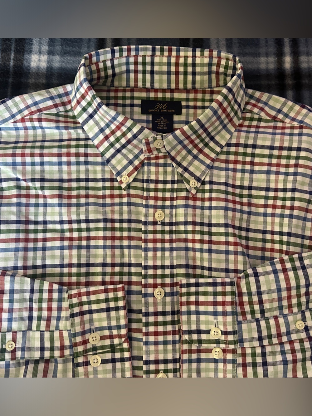 Brooks Brothers Multicolor Check Plaid Button-Down Men’s Dress Shirt Size XL